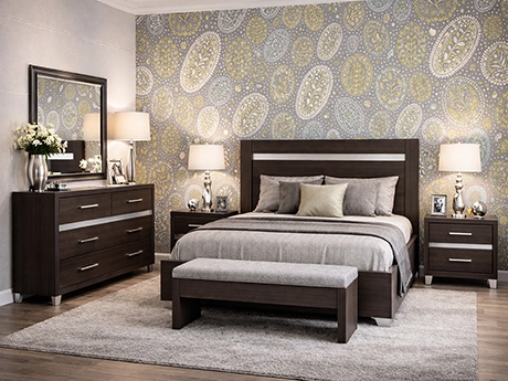 Дизайн спальни с гарнитуром цвета венге