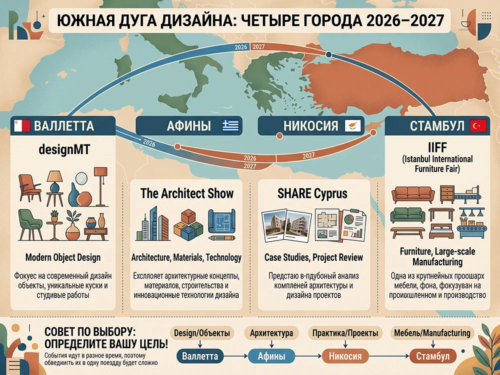 Южная дуга дизайна: четыре города 2026–2027