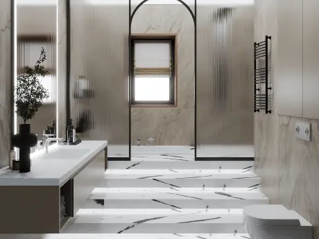 Современный дизайн ванной загородного дома