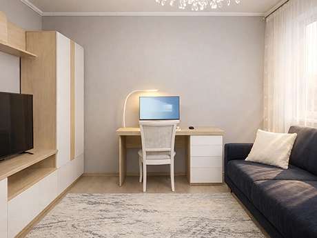 Оформление стены с компьютерным столом