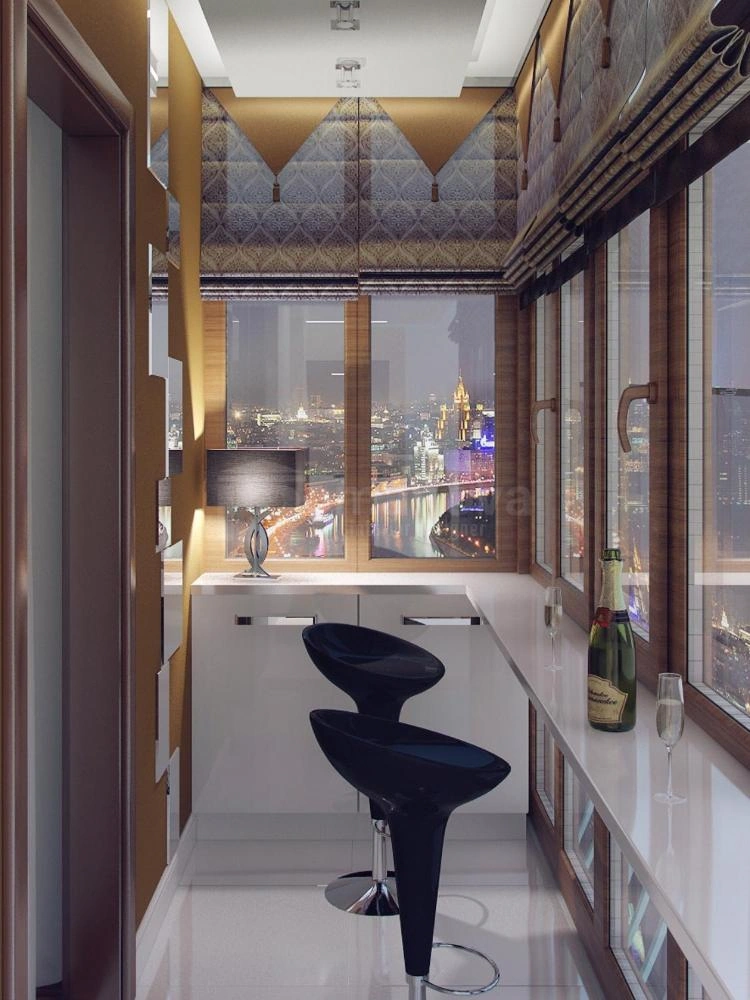 Стильный дизайн интерьера балкона