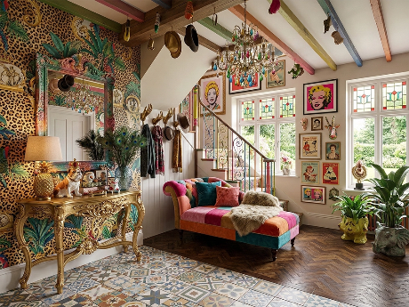 Экстравагантный дизайн интерьера стиля китч