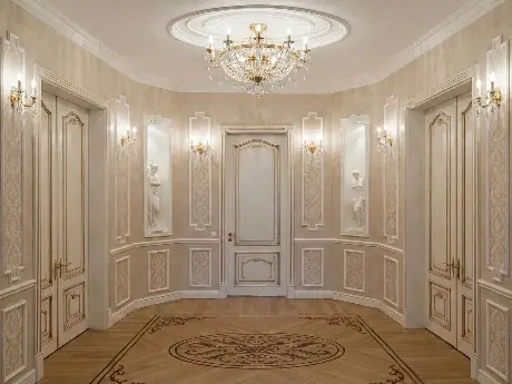 Дизайн холла цокольного этажа в доме Монолит