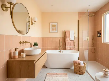 Дизайн-проект для санузла в персиковых тонах Дизайн-проект для санузла в персиковых тонах