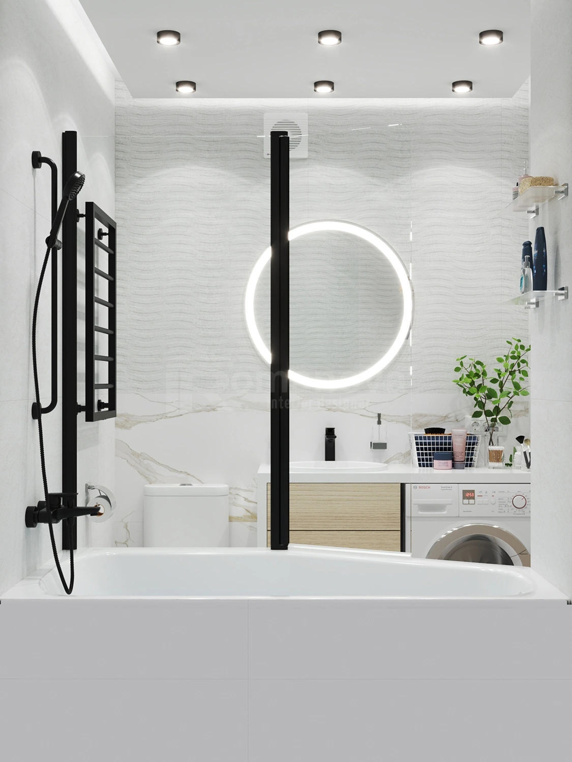 Интерьер ванной комнаты в белом цвете