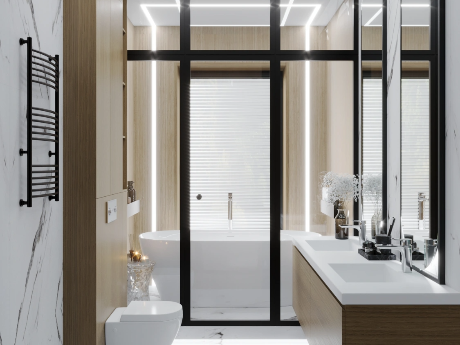 Современный интерьер ванной загородного дома