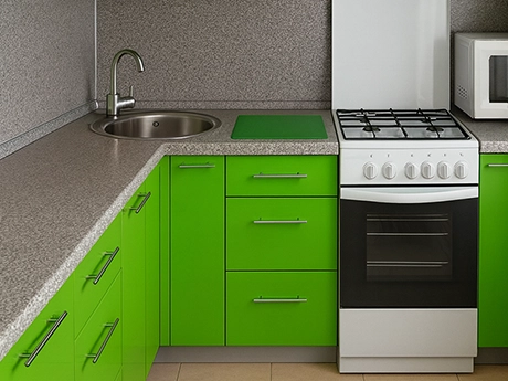 Подбор цвета стен к зеленой кухне