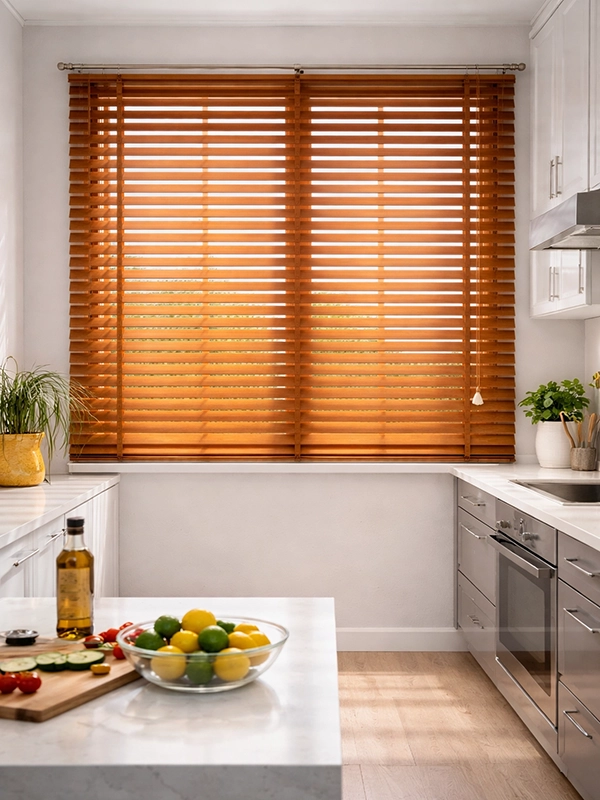 Серые плотные шторы в пол в интерьере кухни