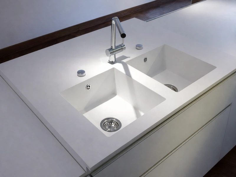 Современная кухня с белыми фасадами и деревом