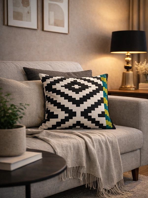 Черно-белый напольный декор для гостиной