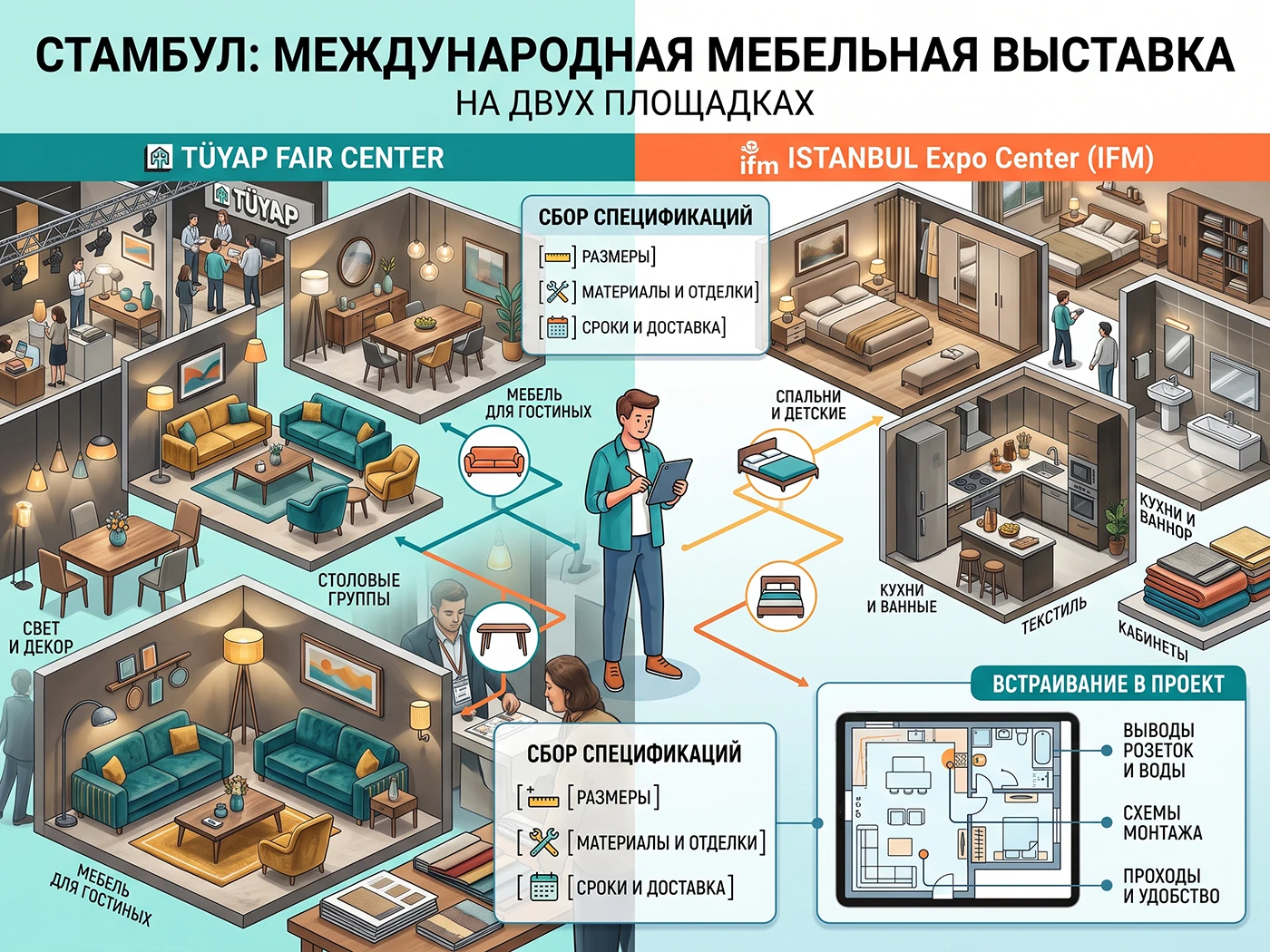 Диваны, обеденные столы, светильники, ткани, кровати, кухонная мебель и декоративные предметы Стамбула
