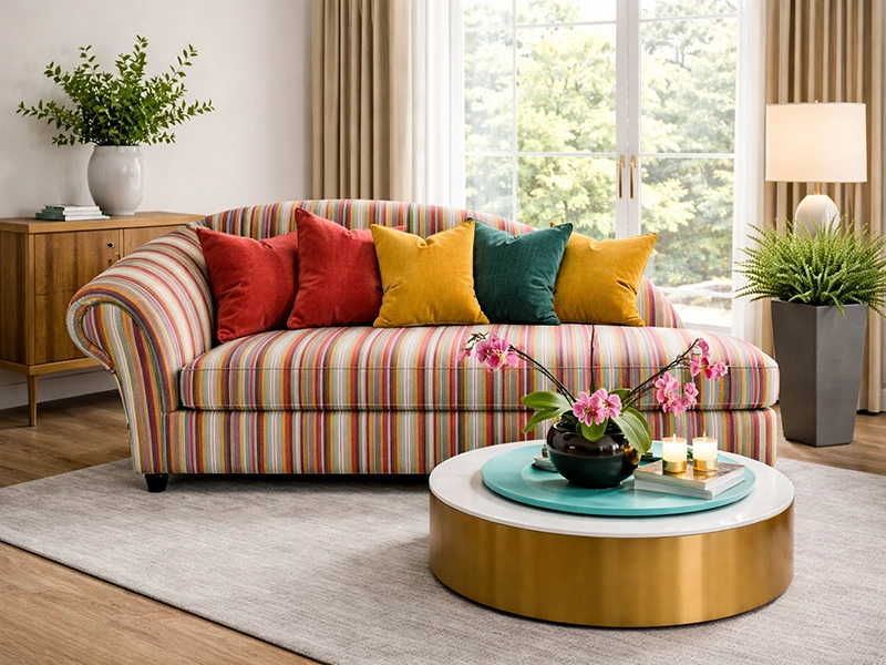 Белое керамическое кашпо с синим узором для цветов