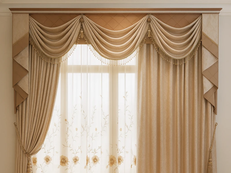 Яркие шторы на окне и контрастная люстра как акцентные элементы в дизайне жилого помещения