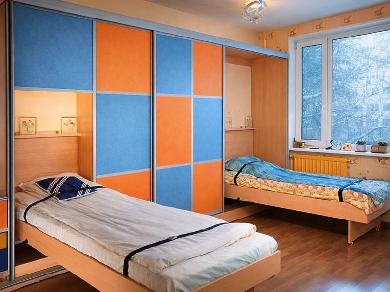 Удобная система хранения и сна со встроенной кроватью для детской комнаты с ограниченным пространством