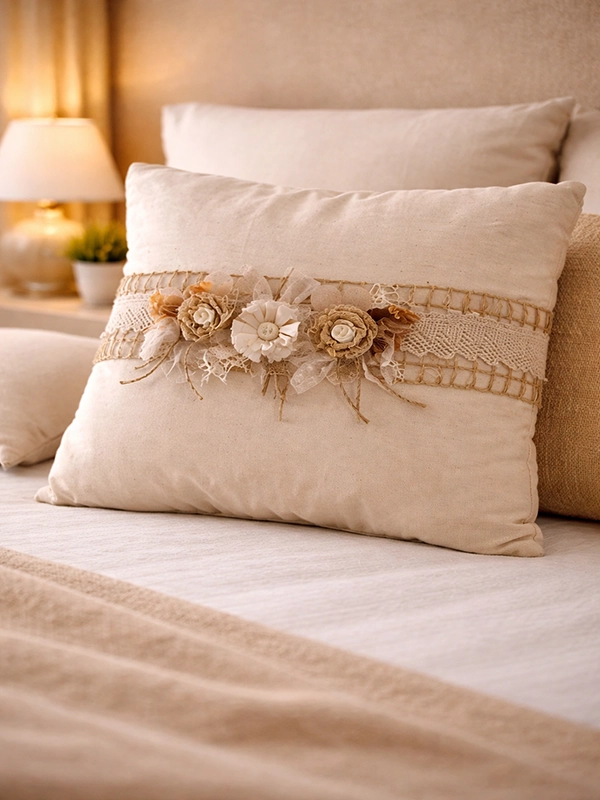 Кровать с однотонным покрывалом в светлой спальне