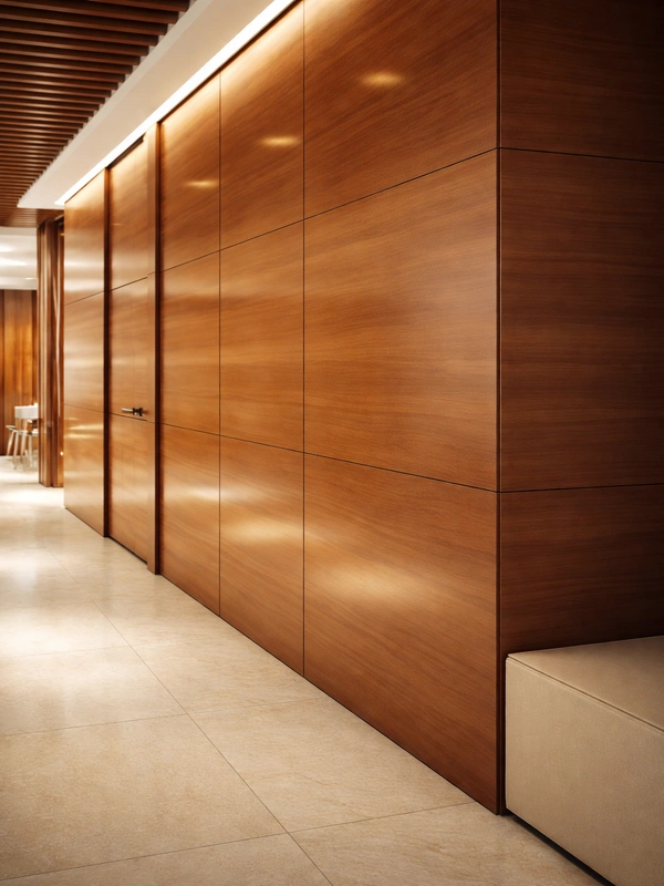 Шкаф-купе светлого оттенка дерева с зеркалом