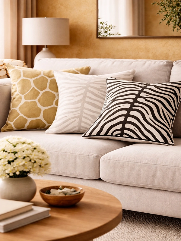 Квадратная подушка с изображением диких животных