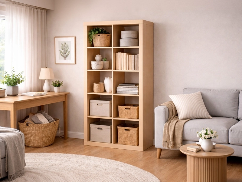 Модульная система хранения с ящиками для игрушек и вещей в интерьере комнаты для маленьких детей