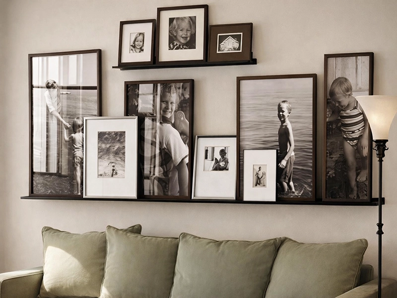 Светлые бежевые обои на стене в зоне телевизора гостиной