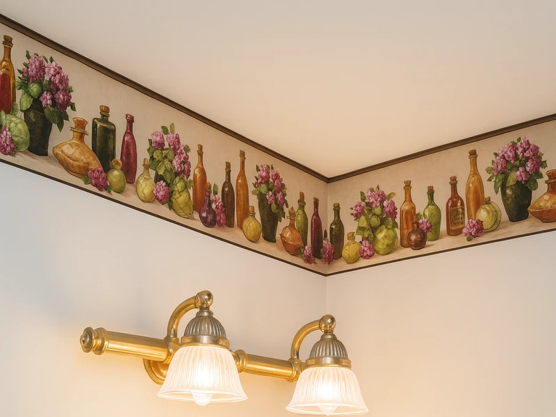 Пример использования декоративного бордюра на светлой стене для зонирования пространства комнаты