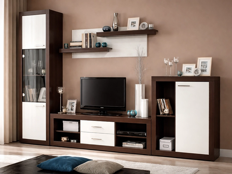 Корпусная мебель венге с комбинированными светлыми фасадами