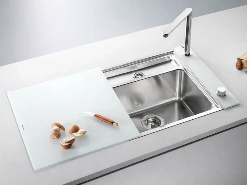 Белая кухня с деревянной рабочей поверхностью