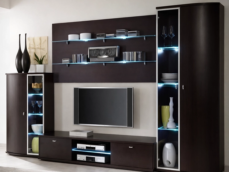 Облегченная корпусная мебель венге с подсветкой