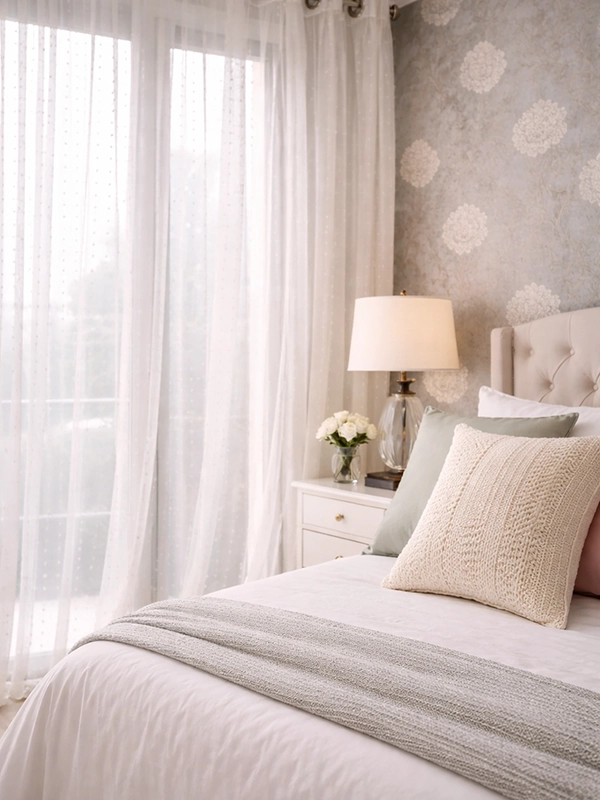 Образец плотной ткани для портьер в спальню