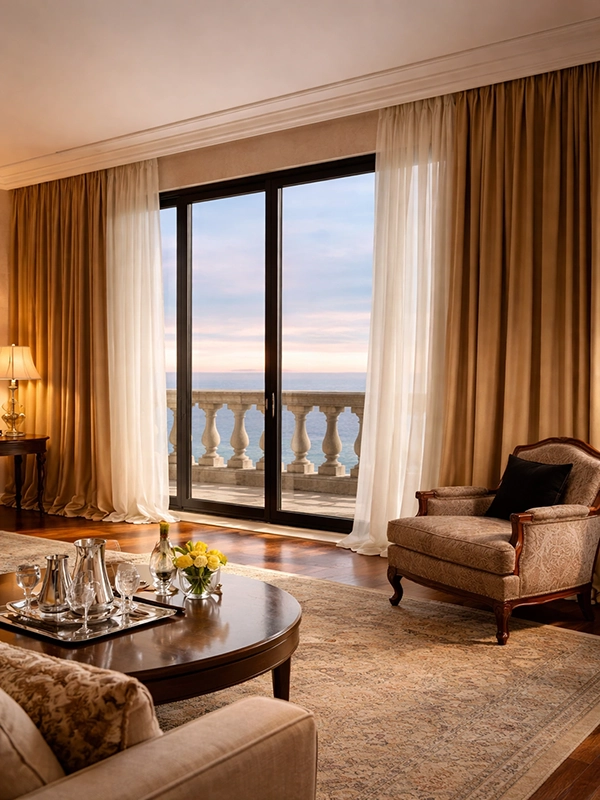 Дизайн окна с плотными шторами