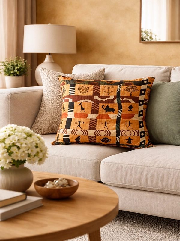 Подушка с разноцветным геометрическим узором