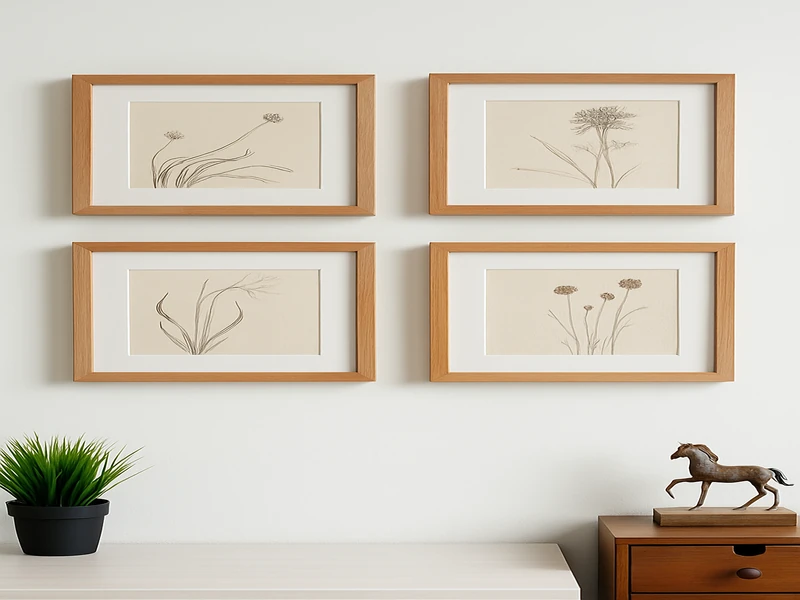 Интерьерная картина в раме с изображением пейзажа или абстракции висящая на стене над мягким диваном