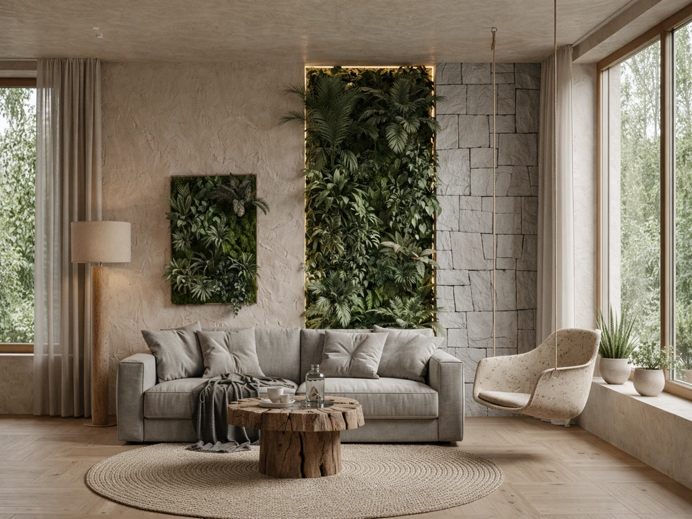 Эко-люкс интерьер: гармония камня и дерева