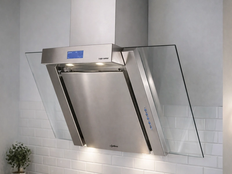 Кухонная вытяжка цвета металлик в интерьере