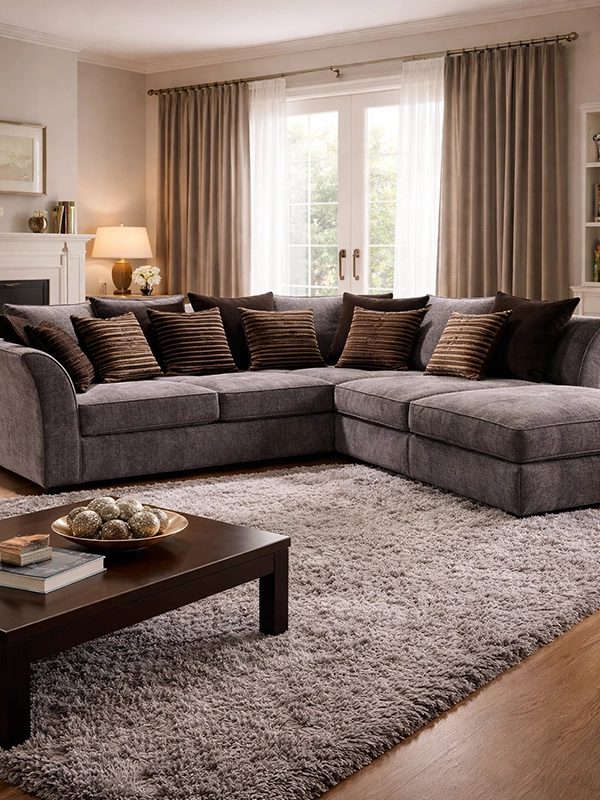 Практичная обивка дивана нейтрального цвета