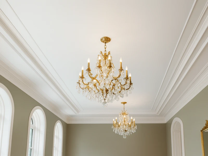 Декоративный потолочный карниз из полиуретана или гипса установленный по периметру потолка в комнате