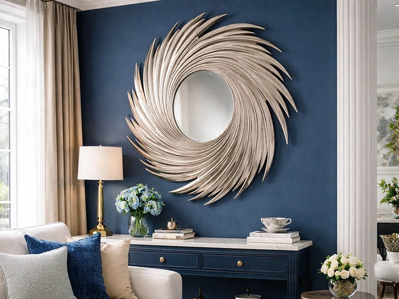 Настенное зеркало в декоративной раме