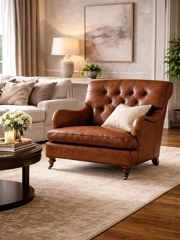 Диван цвета слоновой кости в гостиной