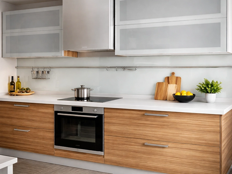 Кухонный фартук из матового стекла с подсветкой