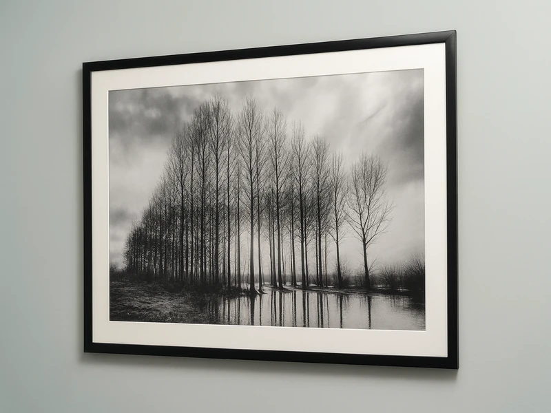 Группа фотографий в рамках разного размера размещенная на стене для декора интерьера жилой комнаты