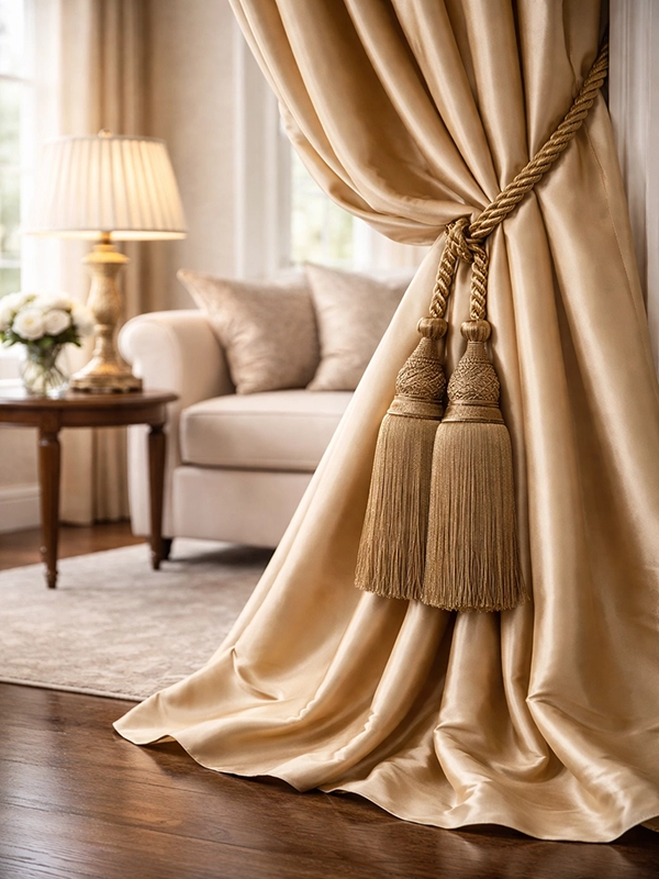 Крупная декоративная кисть для штор коричневого цвета