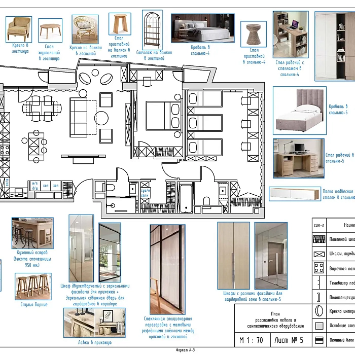 План-5 расстановка мебели и сантехники