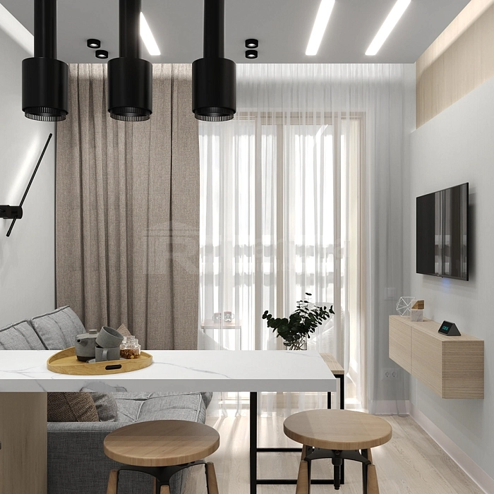 Интерьер кухни гостиной