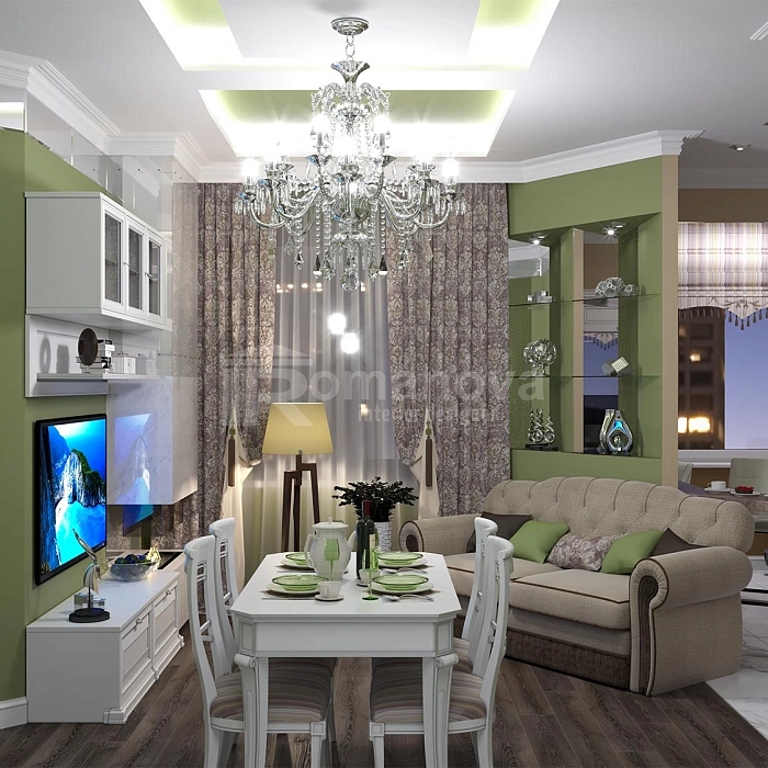 Интерьер гостиной столовой