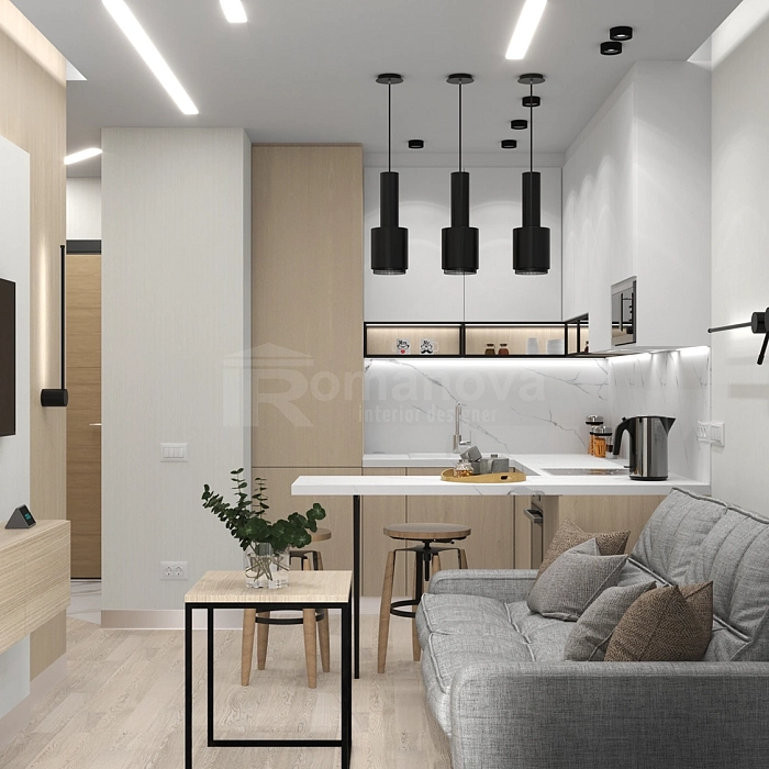 Интерьер кухни гостиной