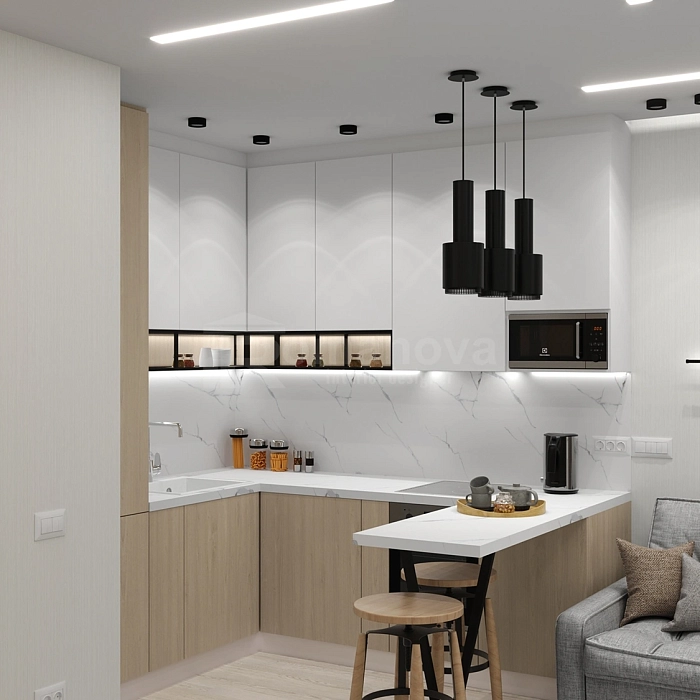 Интерьер кухни гостиной